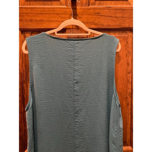 Vamiani Dress Plus Size 2X Green Sleeveless Shift Lightweight V Neck Flowy Casua - Picture 5 of 11